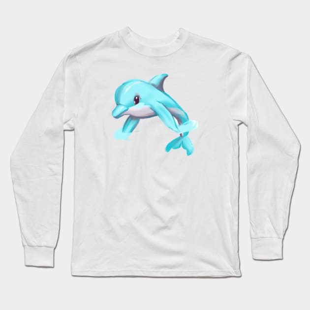 Cute Dolphin Drawing Long Sleeve T-Shirt by Play Zoo